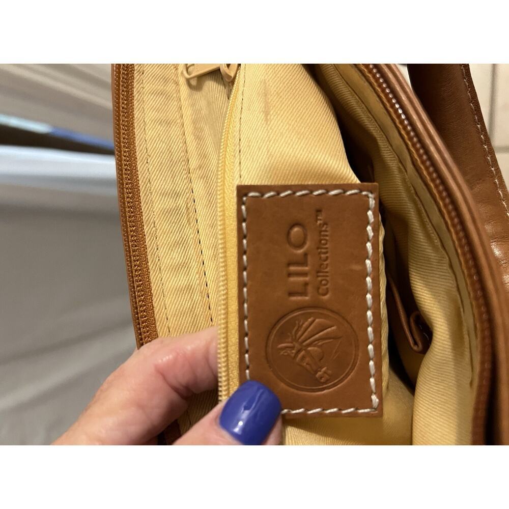 Lilo Collections Brown Leather Equestrian Tote Bag 12 X 7 X 3.5 - Picture 7 of 15